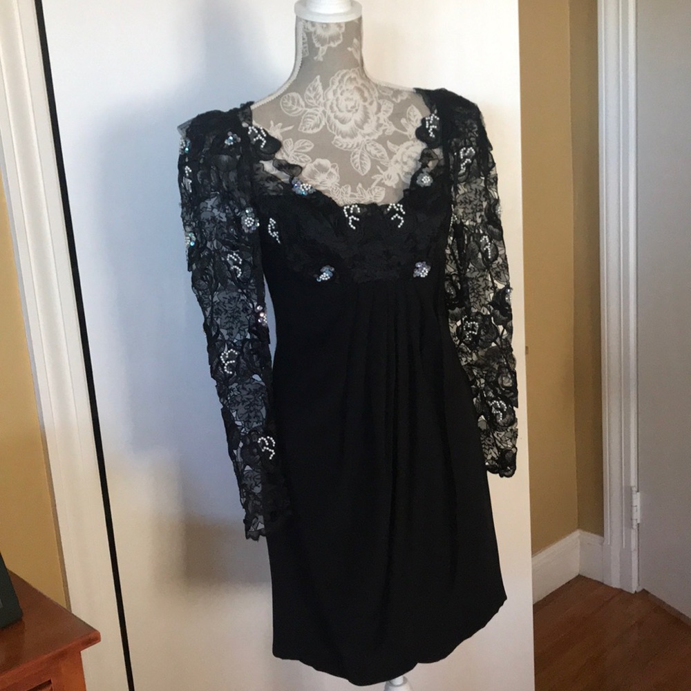 Black embellished cocktail dress
